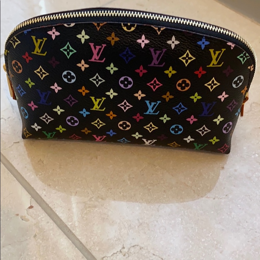Multi color black Louis Vuitton pouch.